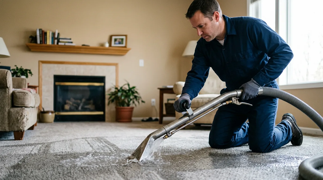 Water damage restoration technician working near Saint David, ME